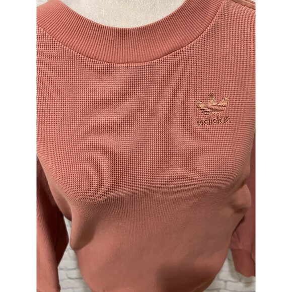 Adidas Waffle Knit Crewneck Long Sleeve Sweatshirt With Logo Size S/M - Picture 6 of 10